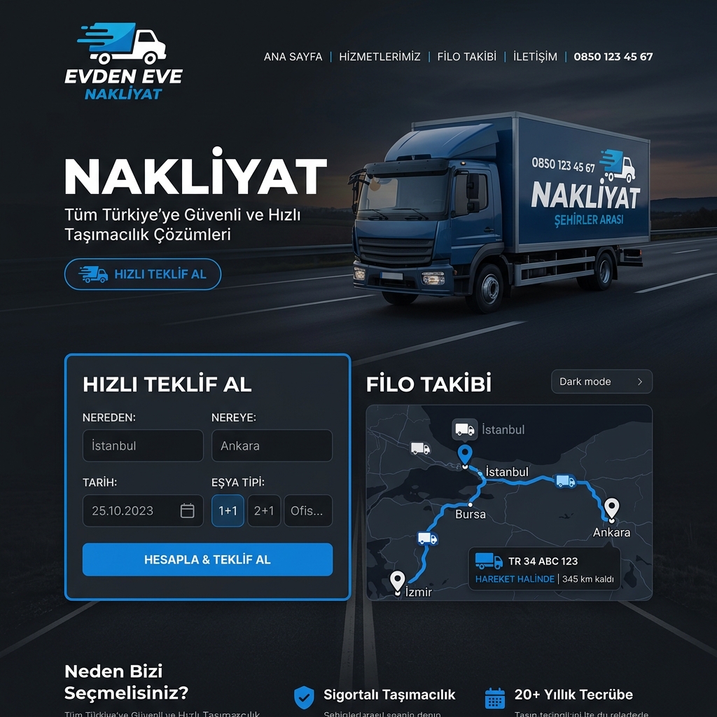 Lojistik nakliyat evden eve web tasarım