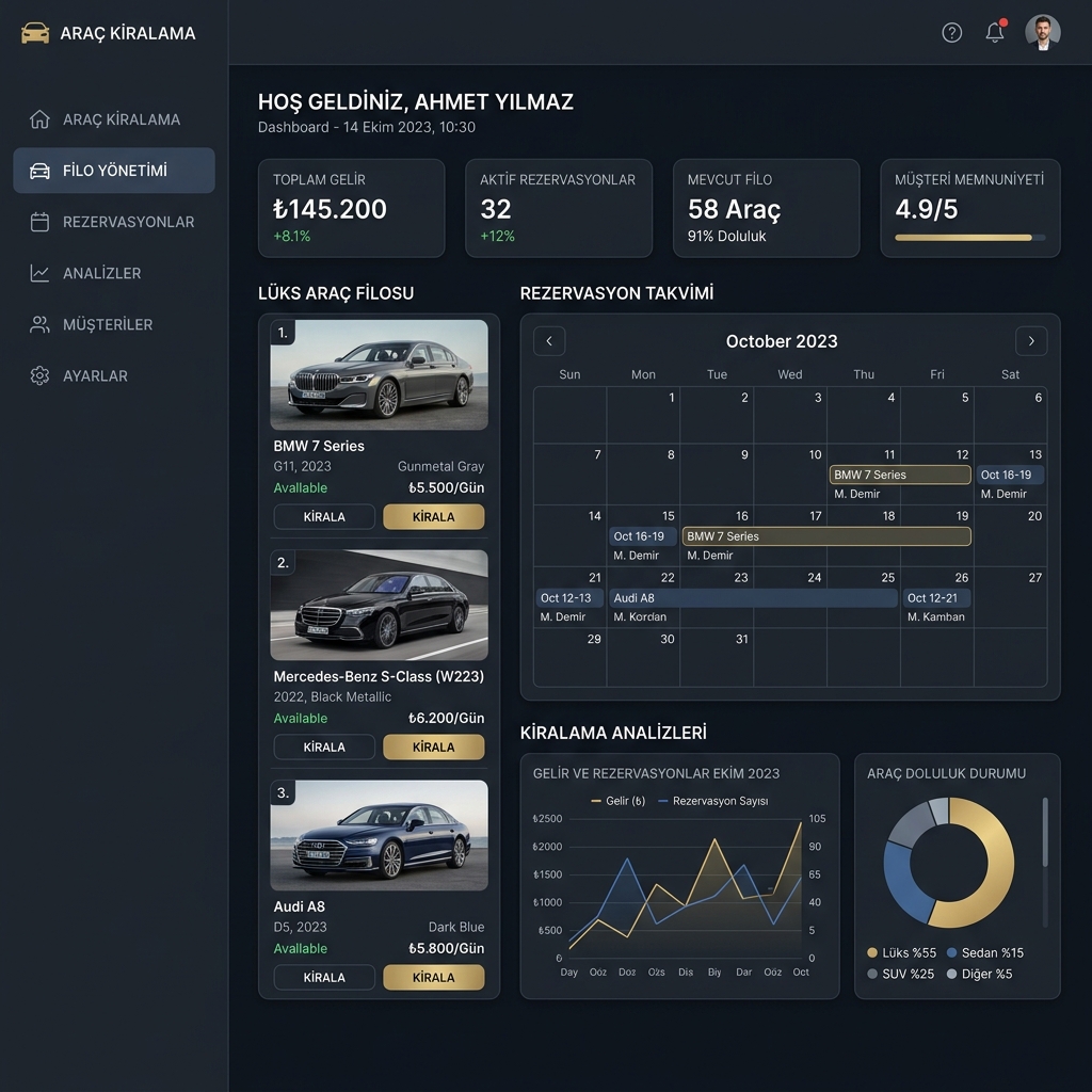 Rent a car araç kiralama web tasarım rezervasyon sistemi
